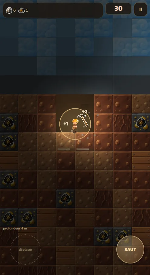 Capture de Miner Rush : le mineur creuse sous la surface